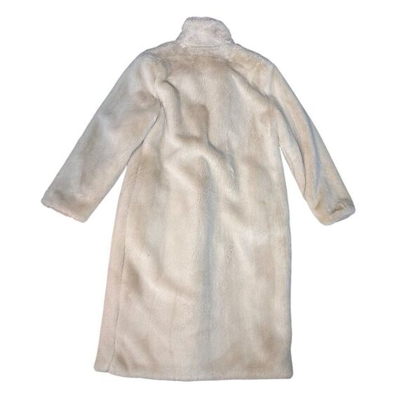 Faux Fur Beige Full-Length Coat Womens M - Picture 4 of 7